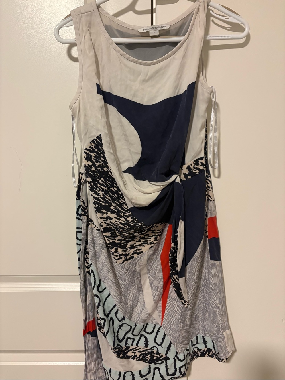 DVF Women's Multi-Color Sleeveless Printed Silk Dress 4